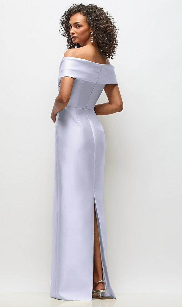 Back View - Silver Dove Draped Wrap Off-the-Shoulder Satin Column Floral Maxi Dress