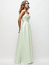 Side View Thumbnail - Mint Green Strapless Twist Cuff Neck Satin Maxi Dress with Basque-Waist & Full Skirt
