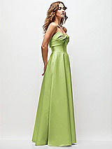 Side View Thumbnail - Mojito Strapless Twist Cuff Neck Satin Maxi Dress with Basque-Waist & Full Skirt