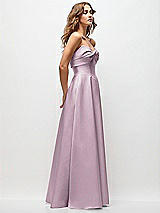 Side View Thumbnail - Suede Rose Strapless Twist Cuff Neck Satin Maxi Dress with Basque-Waist & Full Skirt