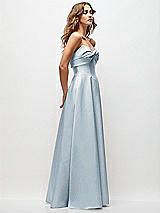 Side View Thumbnail - Mist Strapless Twist Cuff Neck Satin Maxi Dress with Basque-Waist & Full Skirt