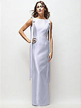 Front View Thumbnail - Silver Dove Bateau Neck Satin Column Maxi Dress with Exaggerated Tail Bow Straps