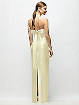 Side View Thumbnail - Butter Yellow Strapless Cuff Satin Maxi Dress with Column Skirt & Back Bow 