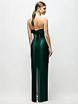 Side View Thumbnail - Evergreen Strapless Cuff Satin Maxi Dress with Column Skirt & Back Bow 