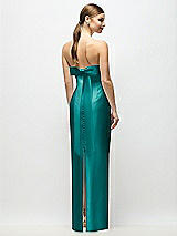 Side View Thumbnail - Jade Strapless Cuff Satin Maxi Dress with Column Skirt & Back Bow 