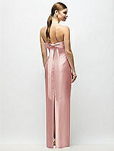 Side View Thumbnail - Rose Strapless Cuff Satin Maxi Dress with Column Skirt & Back Bow 