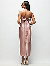 Side View Thumbnail - Neu Nude Strapless Cuff Satin Midi Dress with Column Skirt & Back Bow 