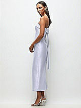 Front View Thumbnail - Silver Dove Strapless Cuff Satin Midi Dress with Column Skirt & Back Bow 