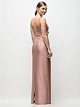 Rear View Thumbnail - Neu Nude Scoop Neck Satin Column Maxi Dress with Bow at Empire Waist