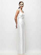 Side View Thumbnail - White Scoop Neck Satin Column Maxi Dress with Bow at Empire Waist