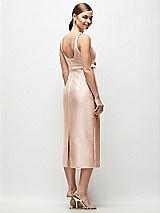 Rear View Thumbnail - Cameo Scoop Neck Satin Column Midi Dress with Bow at Empire Waist