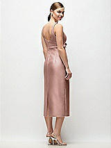 Rear View Thumbnail - Neu Nude Scoop Neck Satin Column Midi Dress with Bow at Empire Waist