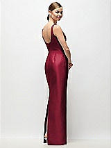 Rear View Thumbnail - Burgundy Scoop Neck Satin Column Maxi Dress