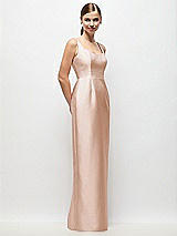 Side View Thumbnail - Cameo Scoop Neck Satin Column Maxi Dress