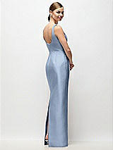 Rear View Thumbnail - Cloudy Scoop Neck Satin Column Maxi Dress