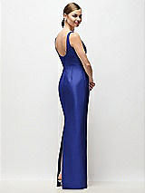 Rear View Thumbnail - Cobalt Blue Scoop Neck Satin Column Maxi Dress
