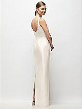 Rear View Thumbnail - Ivory Scoop Neck Satin Column Maxi Dress