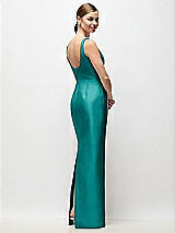 Rear View Thumbnail - Jade Scoop Neck Satin Column Maxi Dress