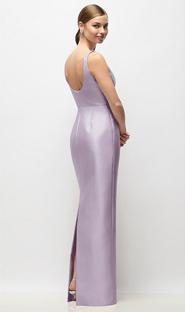 Back View - Lilac Haze Scoop Neck Satin Column Maxi Dress