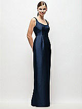 Side View Thumbnail - Midnight Navy Scoop Neck Satin Column Maxi Dress