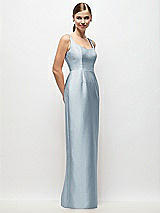 Side View Thumbnail - Mist Scoop Neck Satin Column Maxi Dress