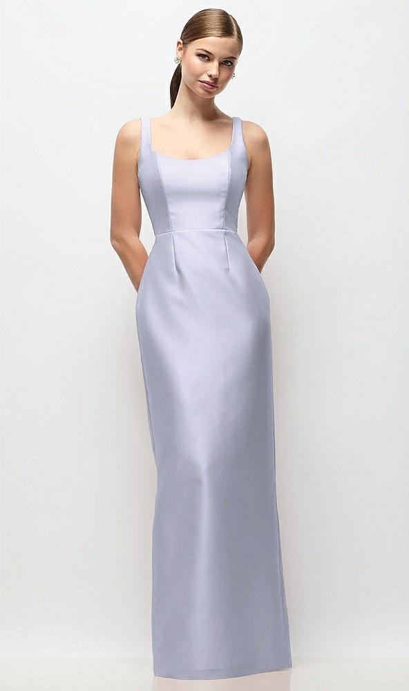 Front View - Silver Dove Scoop Neck Satin Column Maxi Dress