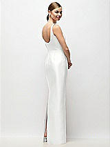 Rear View Thumbnail - White Scoop Neck Satin Column Maxi Dress