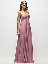 Front View Thumbnail - Dusty Pink Empire Waist Chiffon Halter Maxi Dress with Convertible Spaghetti Straps