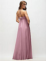 Side View Thumbnail - Dusty Pink Empire Waist Chiffon Halter Maxi Dress with Convertible Spaghetti Straps