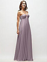 Front View Thumbnail - Lilac Dusk Empire Waist Chiffon Halter Maxi Dress with Convertible Spaghetti Straps