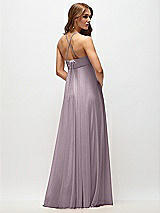 Side View Thumbnail - Lilac Dusk Empire Waist Chiffon Halter Maxi Dress with Convertible Spaghetti Straps