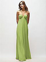 Rear View Thumbnail - Mojito Empire Waist Chiffon Halter Maxi Dress with Convertible Spaghetti Straps