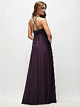 Side View Thumbnail - Aubergine Empire Waist Chiffon Halter Maxi Dress with Convertible Spaghetti Straps