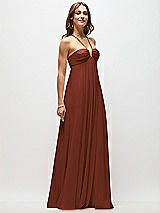Front View Thumbnail - Auburn Moon Empire Waist Chiffon Halter Maxi Dress with Convertible Spaghetti Straps