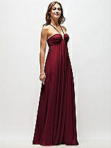 Front View Thumbnail - Burgundy Empire Waist Chiffon Halter Maxi Dress with Convertible Spaghetti Straps