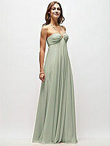 Front View Thumbnail - Celadon Empire Waist Chiffon Halter Maxi Dress with Convertible Spaghetti Straps