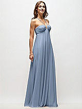 Front View Thumbnail - Cloudy Empire Waist Chiffon Halter Maxi Dress with Convertible Spaghetti Straps