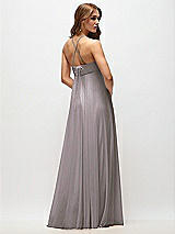 Side View Thumbnail - Cashmere Gray Empire Waist Chiffon Halter Maxi Dress with Convertible Spaghetti Straps