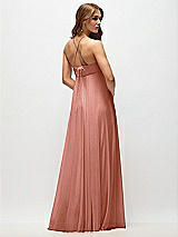 Side View Thumbnail - Desert Rose Empire Waist Chiffon Halter Maxi Dress with Convertible Spaghetti Straps