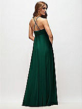 Side View Thumbnail - Hunter Green Empire Waist Chiffon Halter Maxi Dress with Convertible Spaghetti Straps