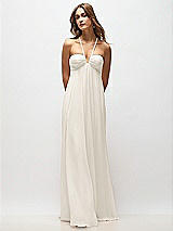 Rear View Thumbnail - Ivory Empire Waist Chiffon Halter Maxi Dress with Convertible Spaghetti Straps