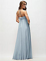 Side View Thumbnail - Mist Empire Waist Chiffon Halter Maxi Dress with Convertible Spaghetti Straps