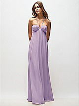 Rear View Thumbnail - Pale Purple Empire Waist Chiffon Halter Maxi Dress with Convertible Spaghetti Straps