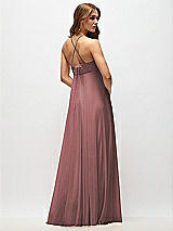Side View Thumbnail - Rosewood Empire Waist Chiffon Halter Maxi Dress with Convertible Spaghetti Straps