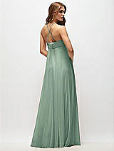 Side View Thumbnail - Seagrass Empire Waist Chiffon Halter Maxi Dress with Convertible Spaghetti Straps