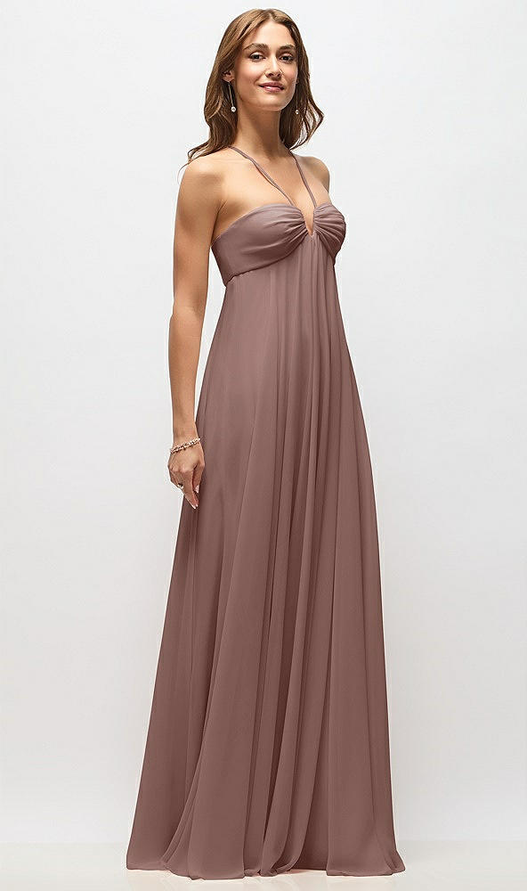 Front View - Sienna Empire Waist Chiffon Halter Maxi Dress with Convertible Spaghetti Straps