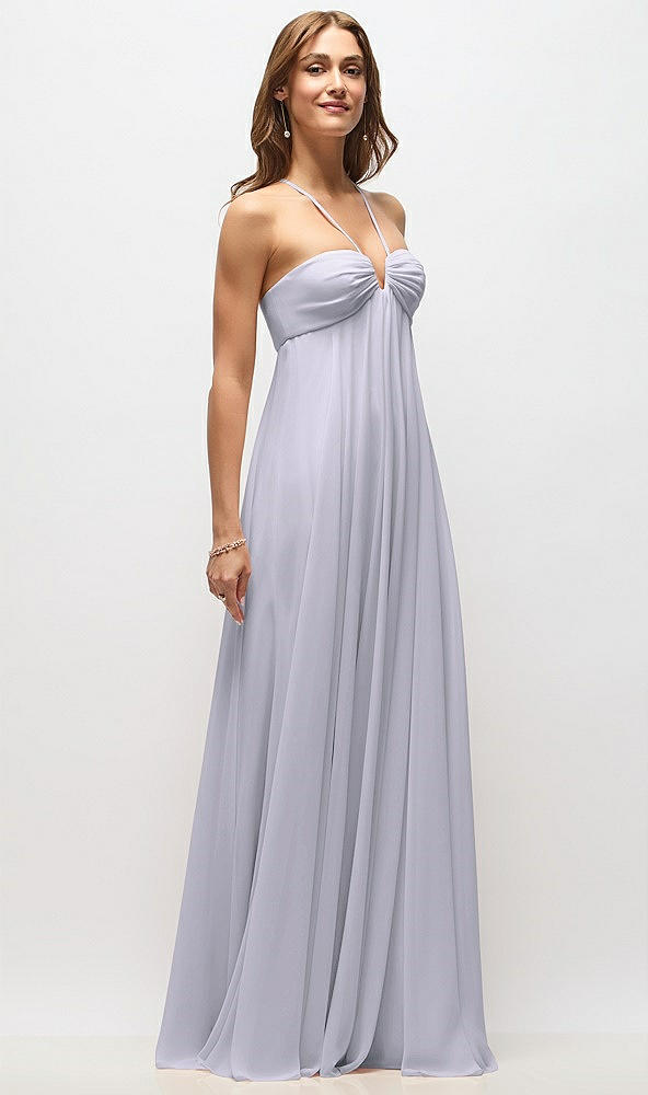 Front View - Silver Dove Empire Waist Chiffon Halter Maxi Dress with Convertible Spaghetti Straps