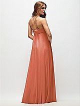 Side View Thumbnail - Terracotta Copper Empire Waist Chiffon Halter Maxi Dress with Convertible Spaghetti Straps