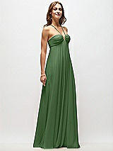 Front View Thumbnail - Vineyard Green Empire Waist Chiffon Halter Maxi Dress with Convertible Spaghetti Straps