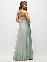 Side View Thumbnail - Willow Green Empire Waist Chiffon Halter Maxi Dress with Convertible Spaghetti Straps